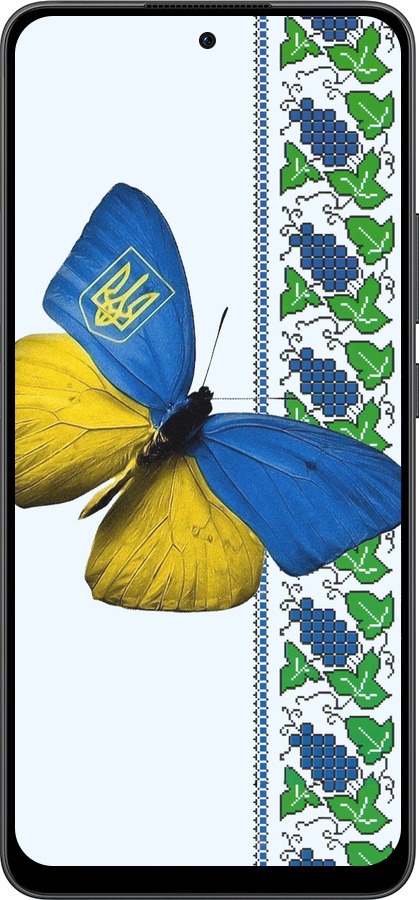 Силиконовый чехол Желто-голубая бабочка для Oppo Reno13 F 5G / Reno13 F 4G - 1054u-3955 изображение 