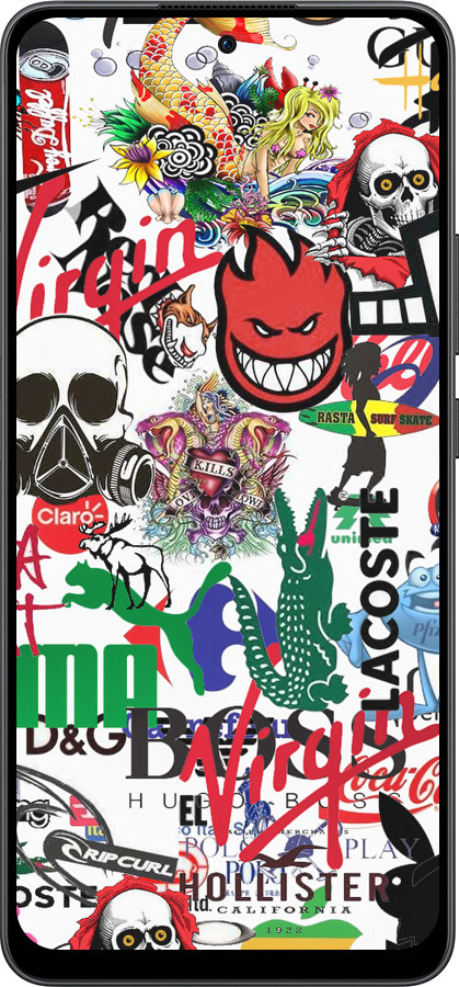 Силиконовый чехол Many different logos для Oppo Reno13 F 5G / Reno13 F 4G - 4022u-3955 изображение 