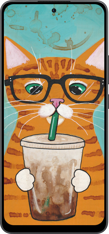 Силиконовый чехол Зеленоглазый кот в очках для Oppo Reno13 F 5G / Reno13 F 4G - 4054u-3955 изображение 