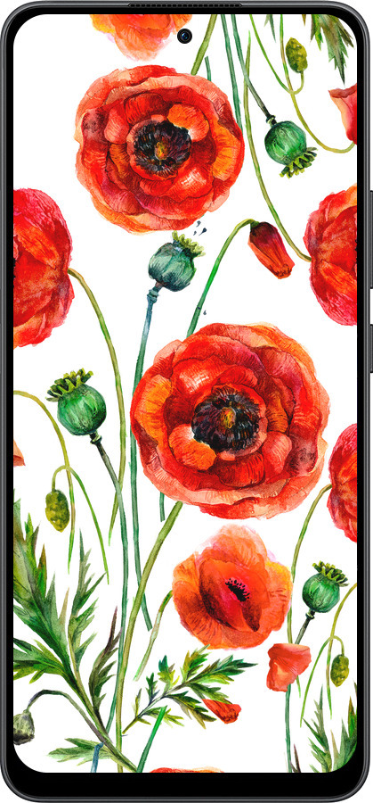 Силіконовий чехол Намальовані маки для Oppo Reno13 F 5G / Reno13 F 4G - 4278u-3955 изображение 