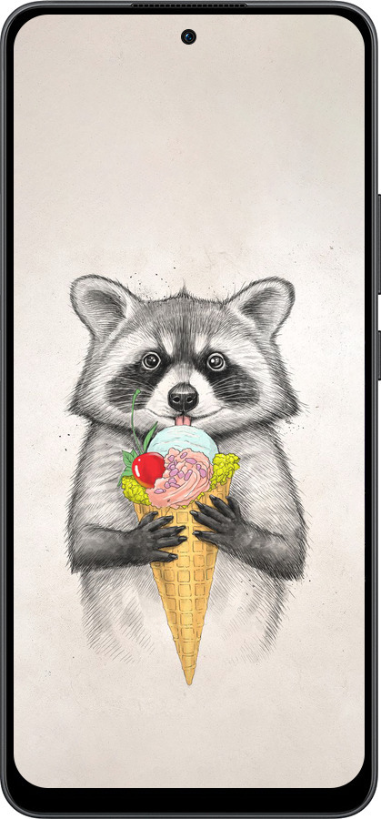 Силиконовый чехол Енотик с мороженым для Oppo Reno13 F 5G / Reno13 F 4G - 4602u-3955 изображение 