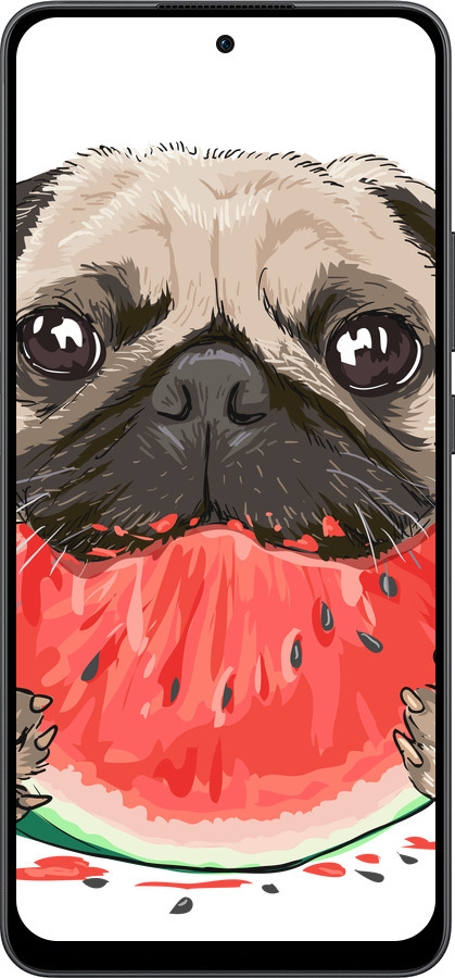 Силіконовий чехол Мопс і кавун для Oppo Reno13 F 5G / Reno13 F 4G - 4665u-3955 изображение 