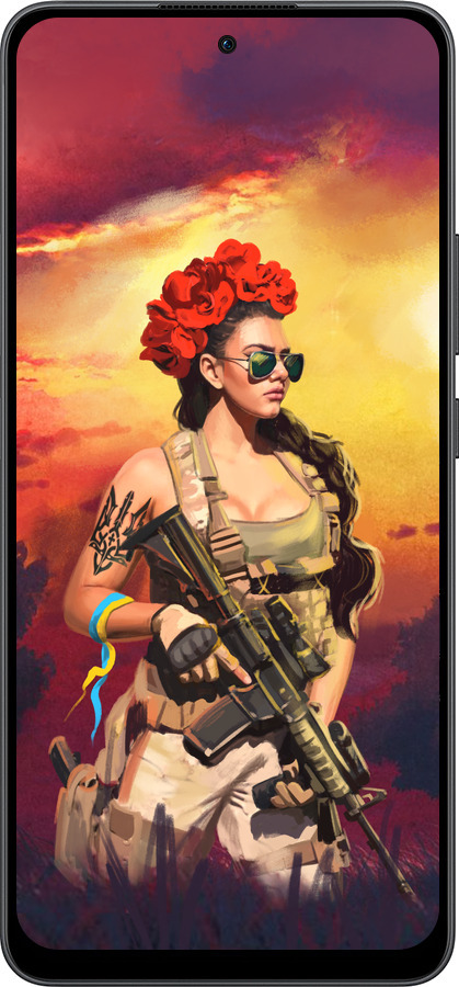 Силіконовий чехол Українка зі зброєю  для Oppo Reno13 F 5G / Reno13 F 4G - 5316u-3955 изображение 