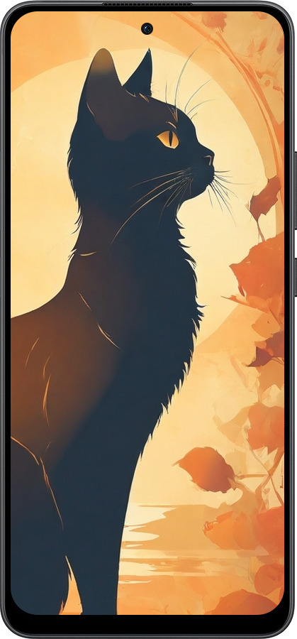 Силиконовый чехол Черная кошка v2 для Oppo Reno13 F 5G / Reno13 F 4G - 5830u-3955 изображение 