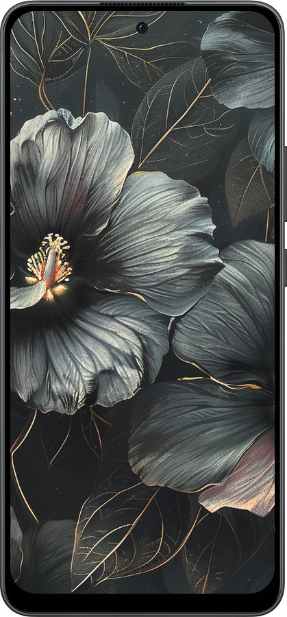 Силиконовый чехол Черные цветы для Oppo Reno13 F 5G / Reno13 F 4G - 6031u-3955 изображение 