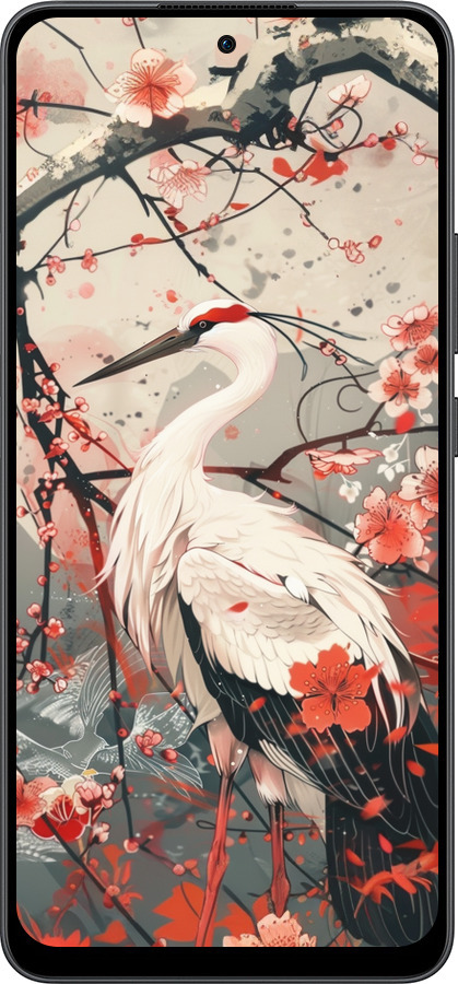 Силиконовый чехол Аист в цвету сакуры для Oppo Reno13 F 5G / Reno13 F 4G - 6109u-3955 изображение 