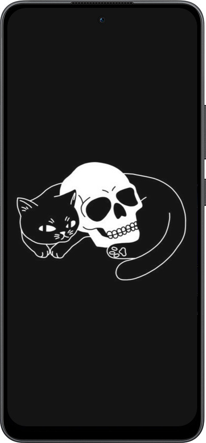 Силиконовый чехол С изображением кота и черепа для Oppo Reno13 F 5G / Reno13 F 4G - 6491u-3955 изображение 