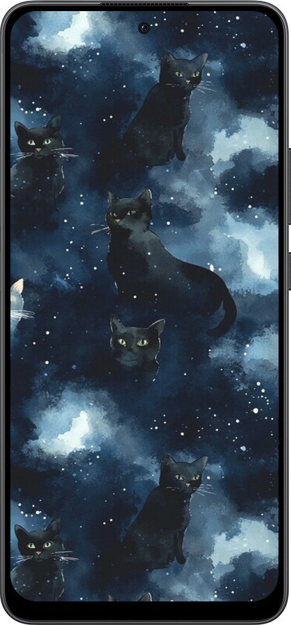 Силіконовий чехол Зображення котиків з темною аквареллю для Oppo Reno13 F 5G / Reno13 F 4G - 6521u-3955 изображение 