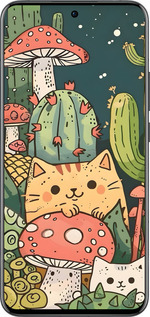 Силиконовый чехол Коты грибы для Oppo Reno13 Pro - 6321u-3943 изображение 