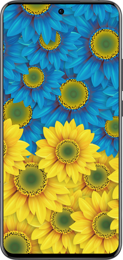 Силиконовый чехол Жёлто-голубые цветы для Oppo Reno13 Pro - 1048u-3943 изображение 