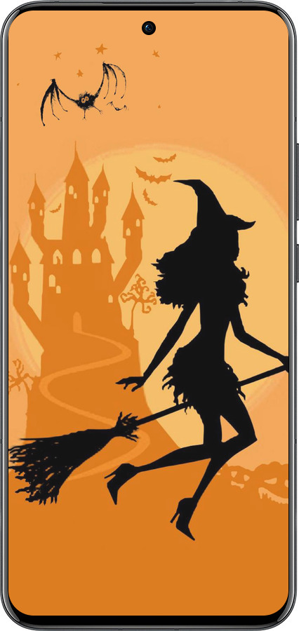 Силиконовый чехол Ведьма на метле для Oppo Reno13 Pro - 1184u-3943 изображение 