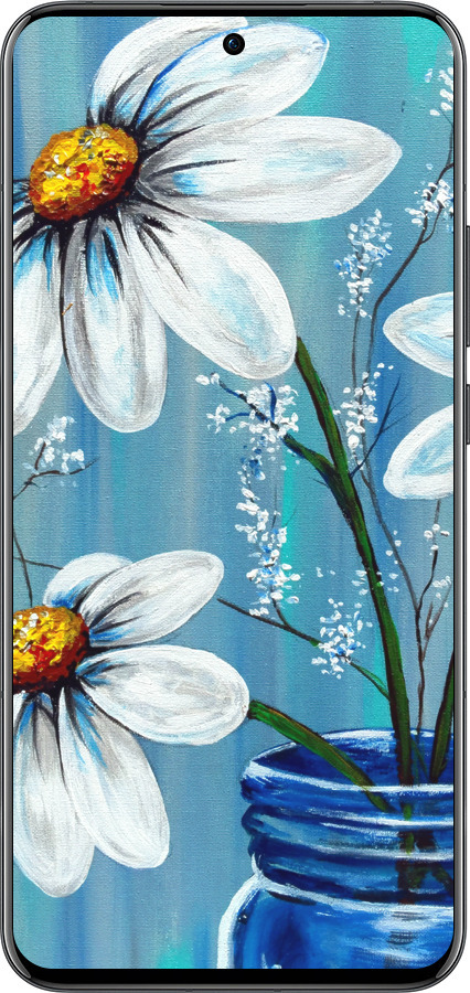 Силиконовый чехол Красивые арт-ромашки для Oppo Reno13 Pro - 4031u-3943 изображение 