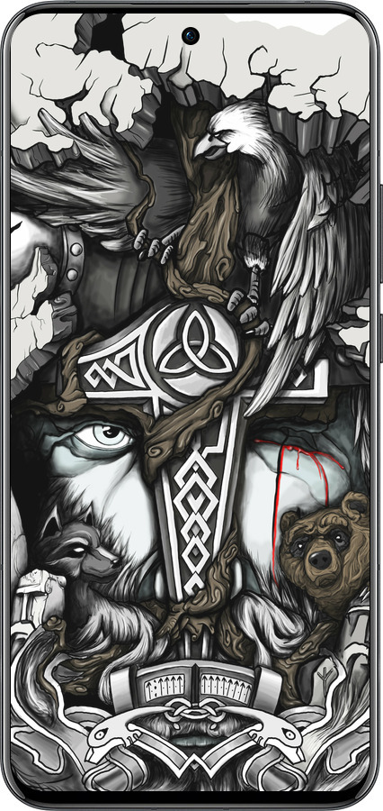 Силиконовый чехол Тату Викинг для Oppo Reno13 Pro - 4098u-3943 изображение 