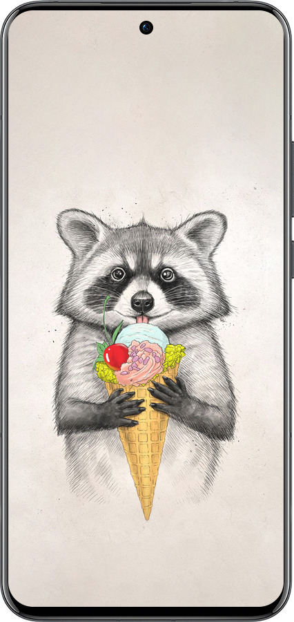 Силиконовый чехол Енотик с мороженым для Oppo Reno13 Pro - 4602u-3943 изображение 