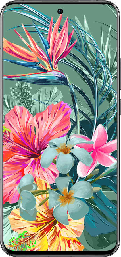 Силиконовый чехол Тропические цветы v1 для Oppo Reno13 Pro - 4667u-3943 изображение 