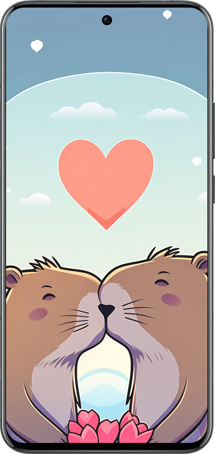 Силиконовый чехол Капибара любовь для Oppo Reno13 Pro - 6027u-3943 изображение 
