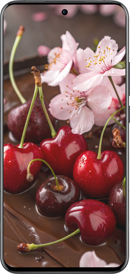 Силиконовый чехол Вишня в шоколаде для Oppo Reno13 Pro - 6698u-3943 изображение 