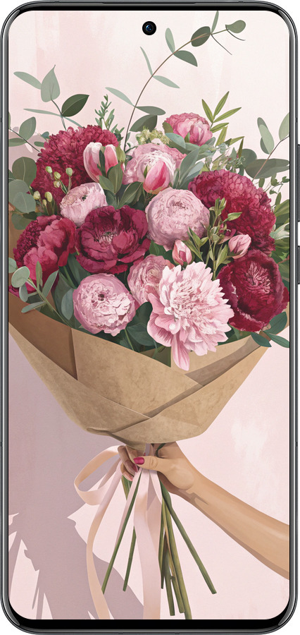 Силиконовый чехол Пионы 1 для Oppo Reno13 Pro - 6705u-3943 изображение 