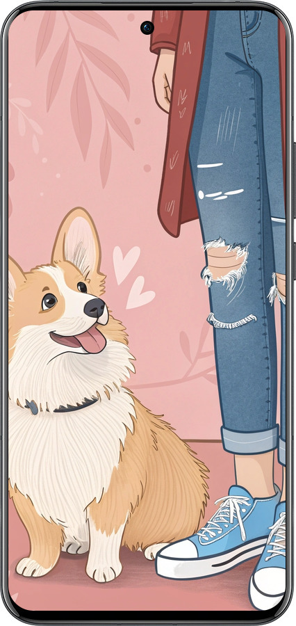 Силиконовый чехол Корги 3 для Oppo Reno13 Pro - 6707u-3943 изображение 