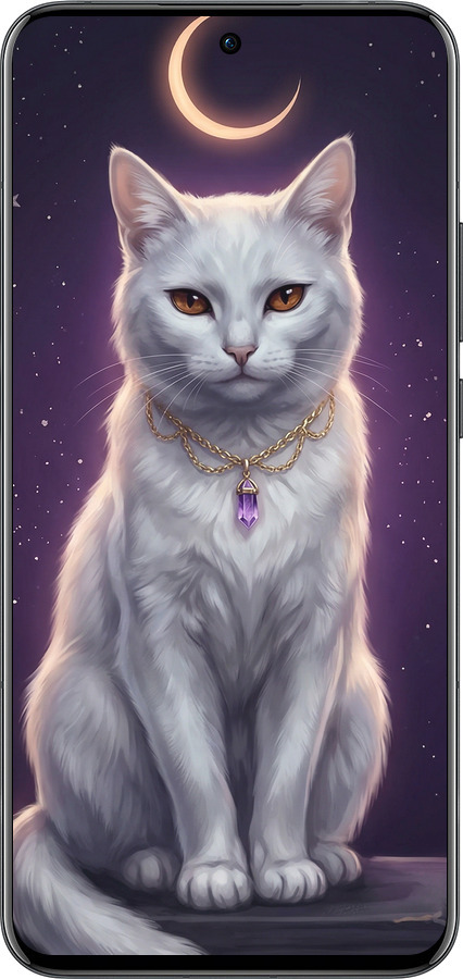 Силиконовый чехол Mystic White Cat Gothic Dark Purple Gold для Oppo Reno13 Pro - 6805u-3943 изображение 