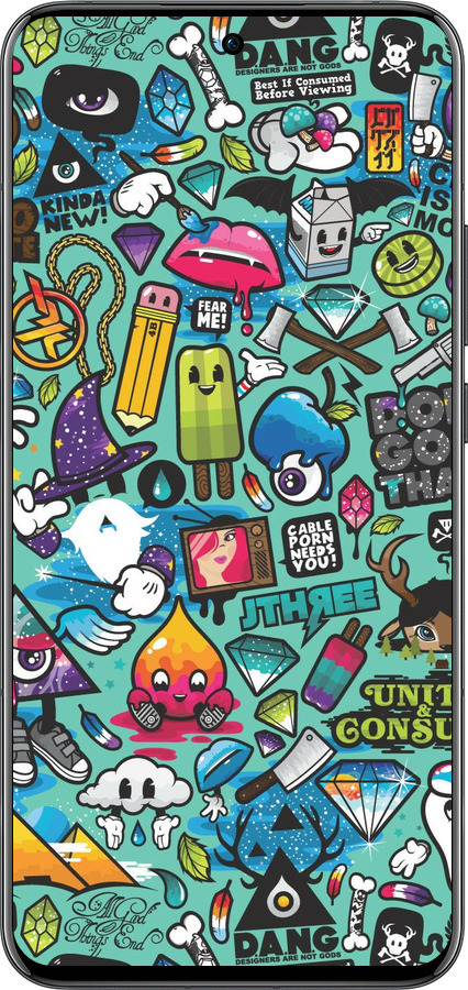 Силиконовый чехол Стикер бомбинг 1 для Oppo Reno13 Pro - 693u-3943 изображение 