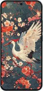 Силиконовый чехол Сакура и аист для Oppo RENO14 5G - 6108u-4058 изображение 