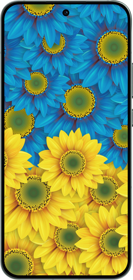 Силиконовый чехол Жёлто-голубые цветы для Oppo RENO14 5G - 1048u-4058 изображение 