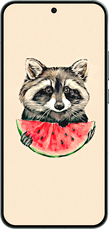 Силиконовый чехол Енотик с арбузом для Oppo RENO14 5G - 4605u-4058 изображение 