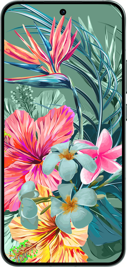 Силиконовый чехол Тропические цветы v1 для Oppo RENO14 5G - 4667u-4058 изображение 