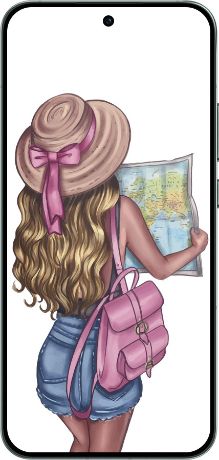 Силиконовый чехол Девушка с картой для Oppo RENO14 5G - 4704u-4058 изображение 