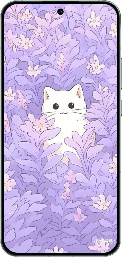 Силиконовый чехол Котик в цветах для Oppo RENO14 5G - 6390u-4058 изображение 