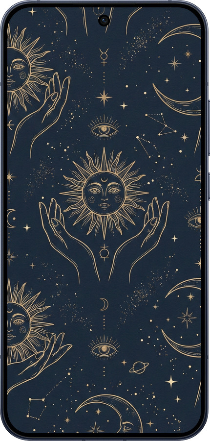 Силиконовый чехол Celestial Harmony: Sun & Moon Gold Mystic Pattern для Oppo RENO15 5G - 6778u-4201 изображение 
