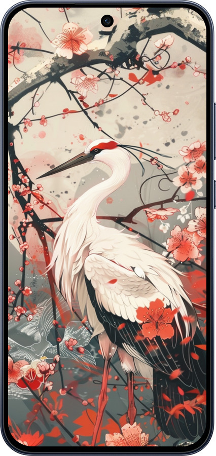 Силиконовый чехол Аист в цвету сакуры для Oppo RENO15 F 5G - 6109u-4199 изображение 