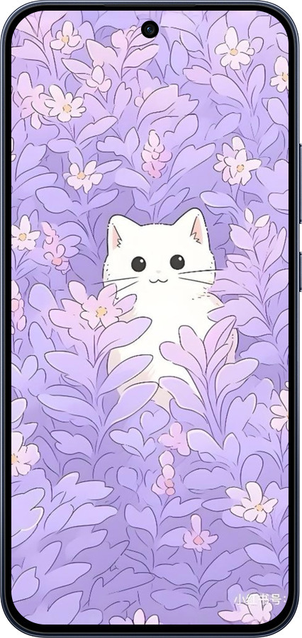 Силіконовий чехол Котик в цветах для Oppo RENO15 F 5G - 6390u-4199 изображение 