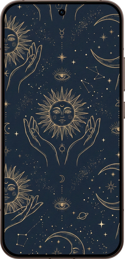 Силиконовый чехол Celestial Harmony: Sun & Moon Gold Mystic Pattern для Oppo Reno15 Pro 5G - 6778u-4225 изображение 