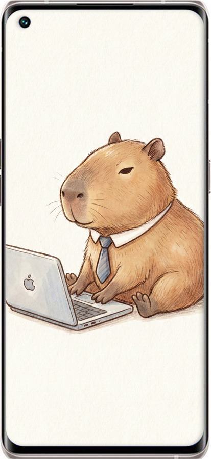 Силиконовый чехол Funny Capybara CEO Working для Oppo Reno5 Pro Plus - 6777u-2243 изображение 