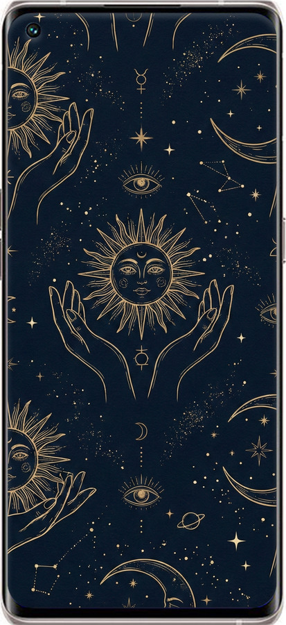 Силиконовый чехол Celestial Harmony: Sun & Moon Gold Mystic Pattern для Oppo Reno5 Pro Plus - 6778u-2243 изображение 