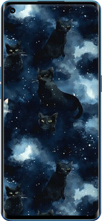 Силиконовый чехол Изображение Кошек с тёмной акварелью для Oppo Reno5 Pro - 6521u-2239 изображение 