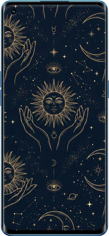 Силиконовый чехол Celestial Harmony: Sun & Moon Gold Mystic Pattern для Oppo Reno5 Pro - 6778u-2239 изображение 