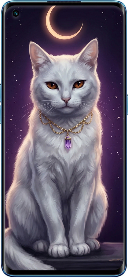 Силіконовий чехол Mystic White Cat Gothic Dark Purple Gold для Oppo Reno5 Pro - 6805u-2239 изображение 