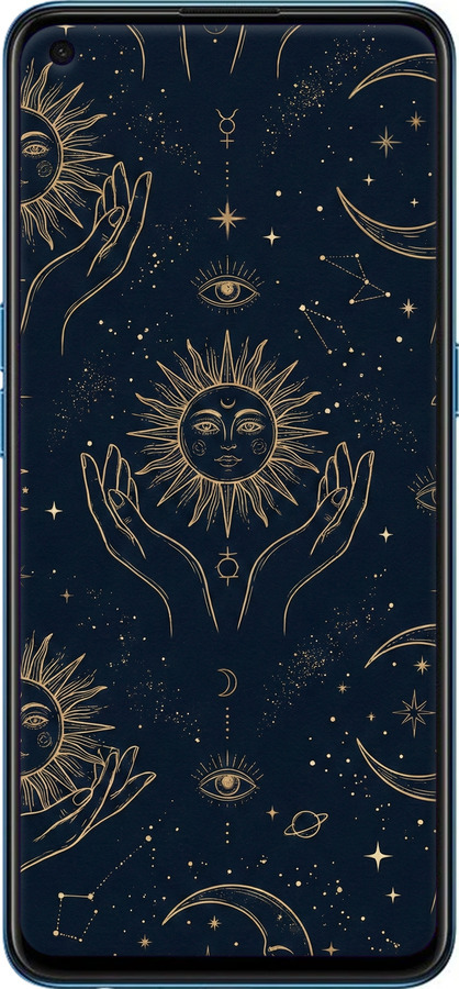 Силіконовий чехол Celestial Harmony: Sun & Moon Gold Mystic Pattern для Oppo Find X3 Lite - 6778u-2299 изображение 
