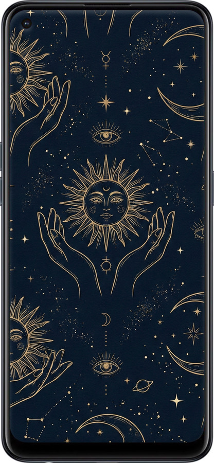 Силиконовый чехол Celestial Harmony: Sun & Moon Gold Mystic Pattern для Oppo Reno6 Z - 6778u-2477 изображение 