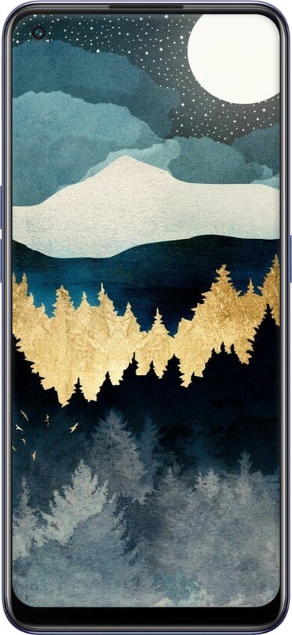 Силиконовый чехол Ночной пейзаж с лесом и горами для Oppo Reno7 5G - 6493u-2669 изображение 