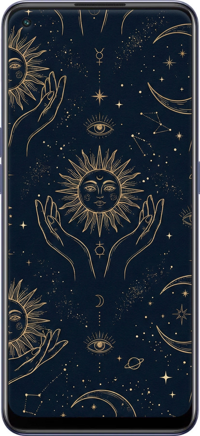 Силиконовый чехол Celestial Harmony: Sun & Moon Gold Mystic Pattern для Oppo Reno7 5G - 6778u-2669 изображение 