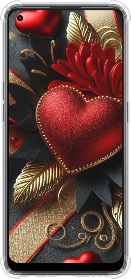 Силикон с усиленными углами чехол Сердечки v2 для Oppo Reno8 T - 5832sp-2969 изображение 