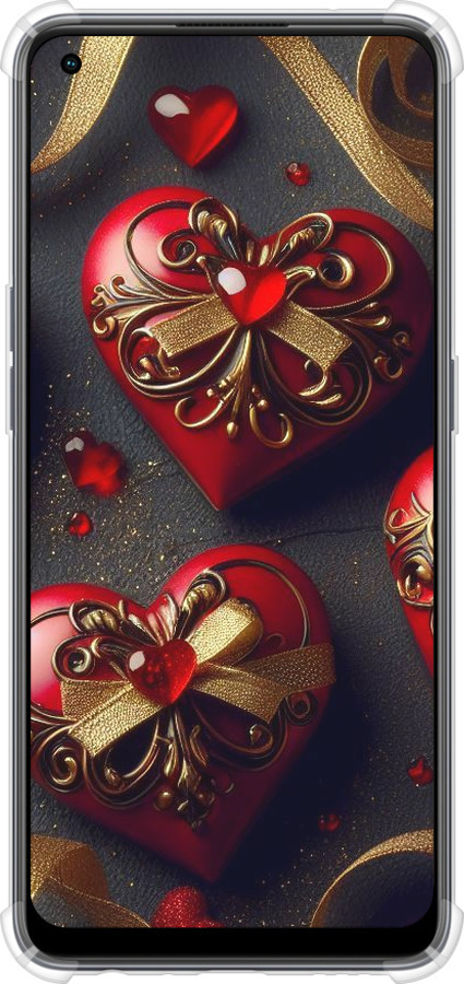 Силикон с усиленными углами чехол Сердечки v4 для Oppo Reno8 T - 5834sp-2969 изображение 