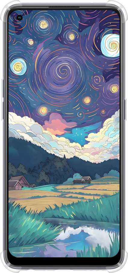 Силіконовий протиударний с посиленими кутами чехол Креативний арт для Oppo Reno8 T - 6322sp-2969 изображение 