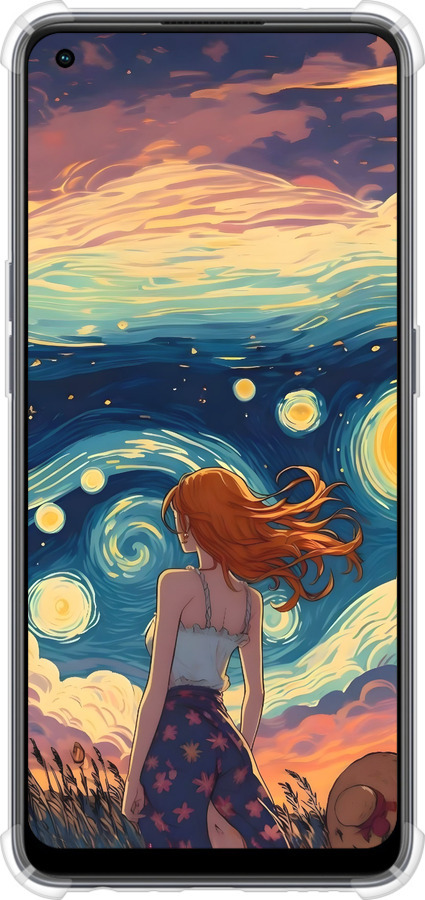 Силіконовий протиударний с посиленими кутами чехол Дівчина Арт для Oppo Reno8 T - 6325sp-2969 изображение 