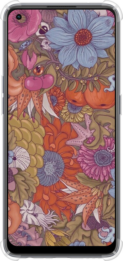 Силіконовий протиударний с посиленими кутами чехол Абстрактні  квіти для Oppo Reno8 T - 6526sp-2969 изображение 