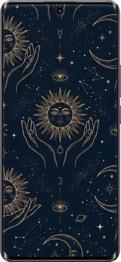 Силіконовий чехол Celestial Harmony: Sun & Moon Gold Mystic Pattern для Realme 10 Pro Plus - 6778u-2944 изображение 